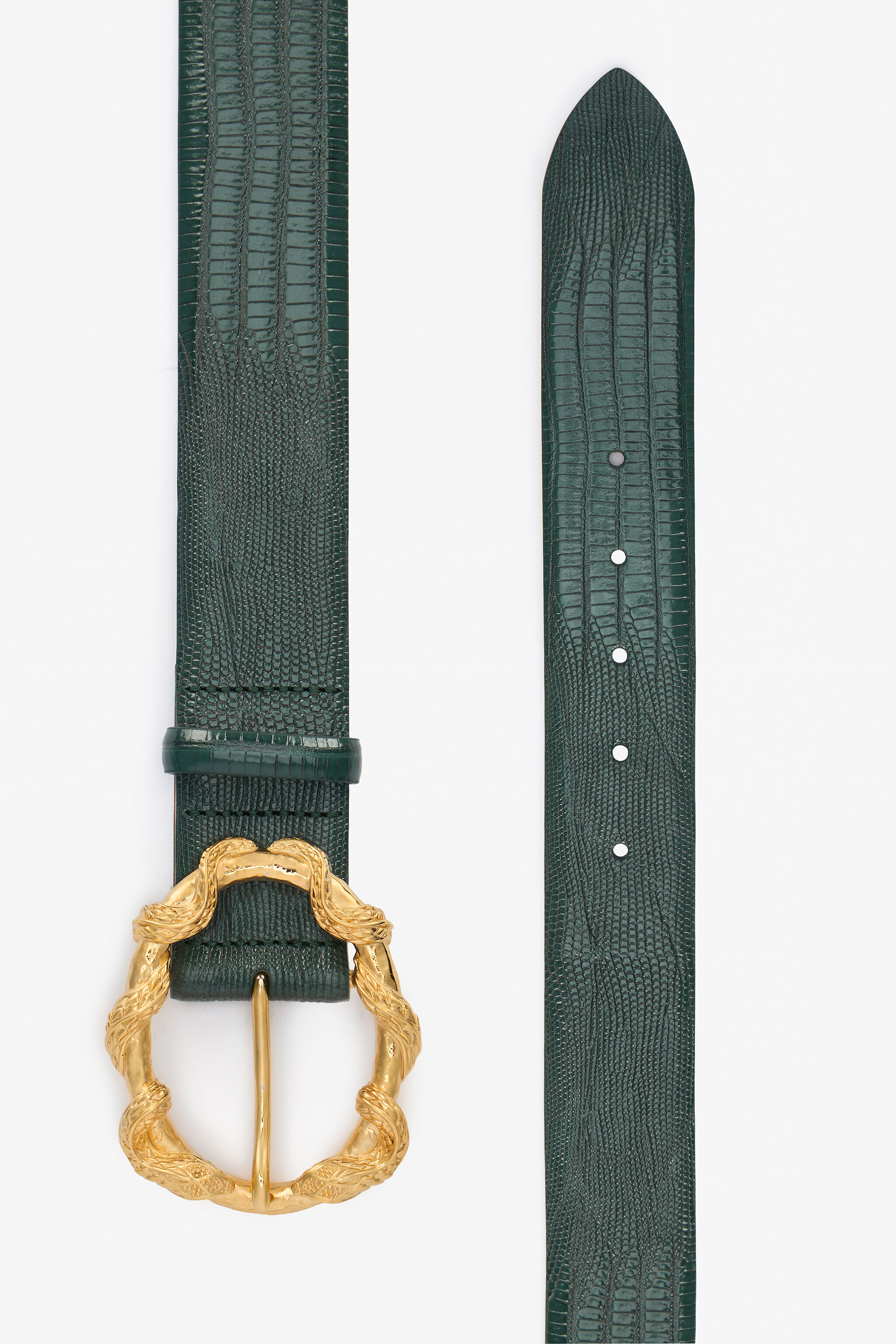 RC Green Belt with Cobra Print and Snake Buckle Vert foncé VWC001-PZ119