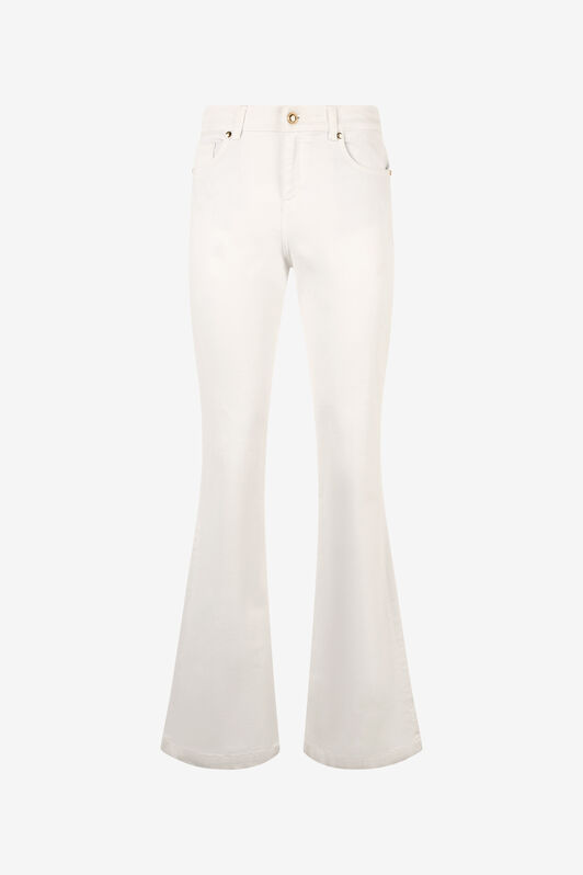 JC Pantalones Évasé De Algodón Elástico Blanco UFJ008-UF135