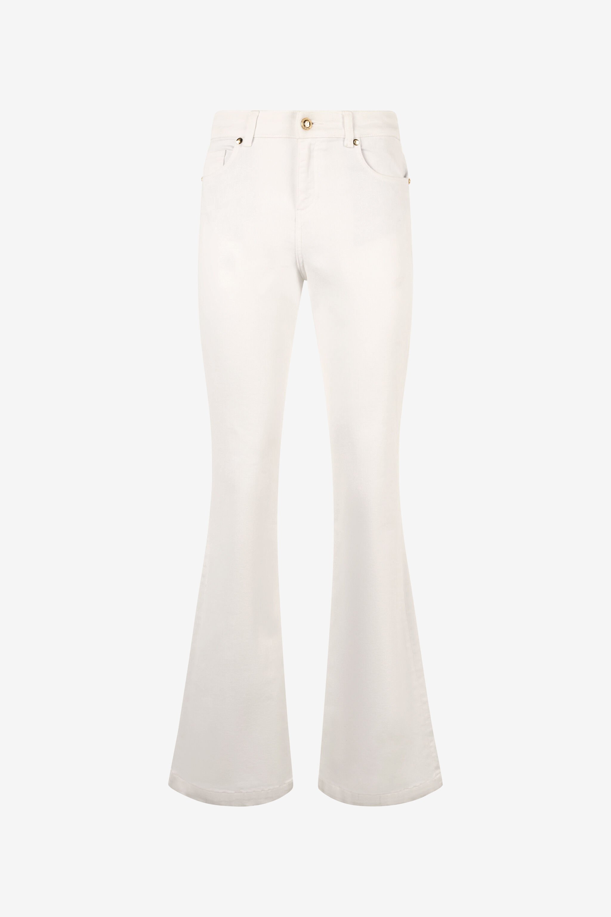 JC Pantalones Évasé De Algodón Elástico Blanco UFJ008-UF135
