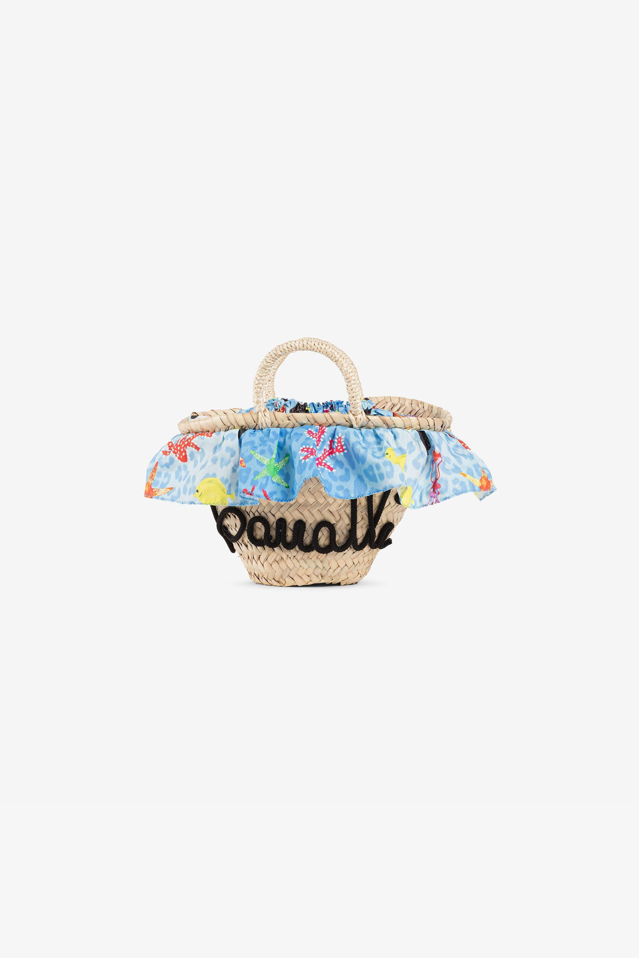 JU Embroidered-logo straw bag Light brown QJB019-AB013