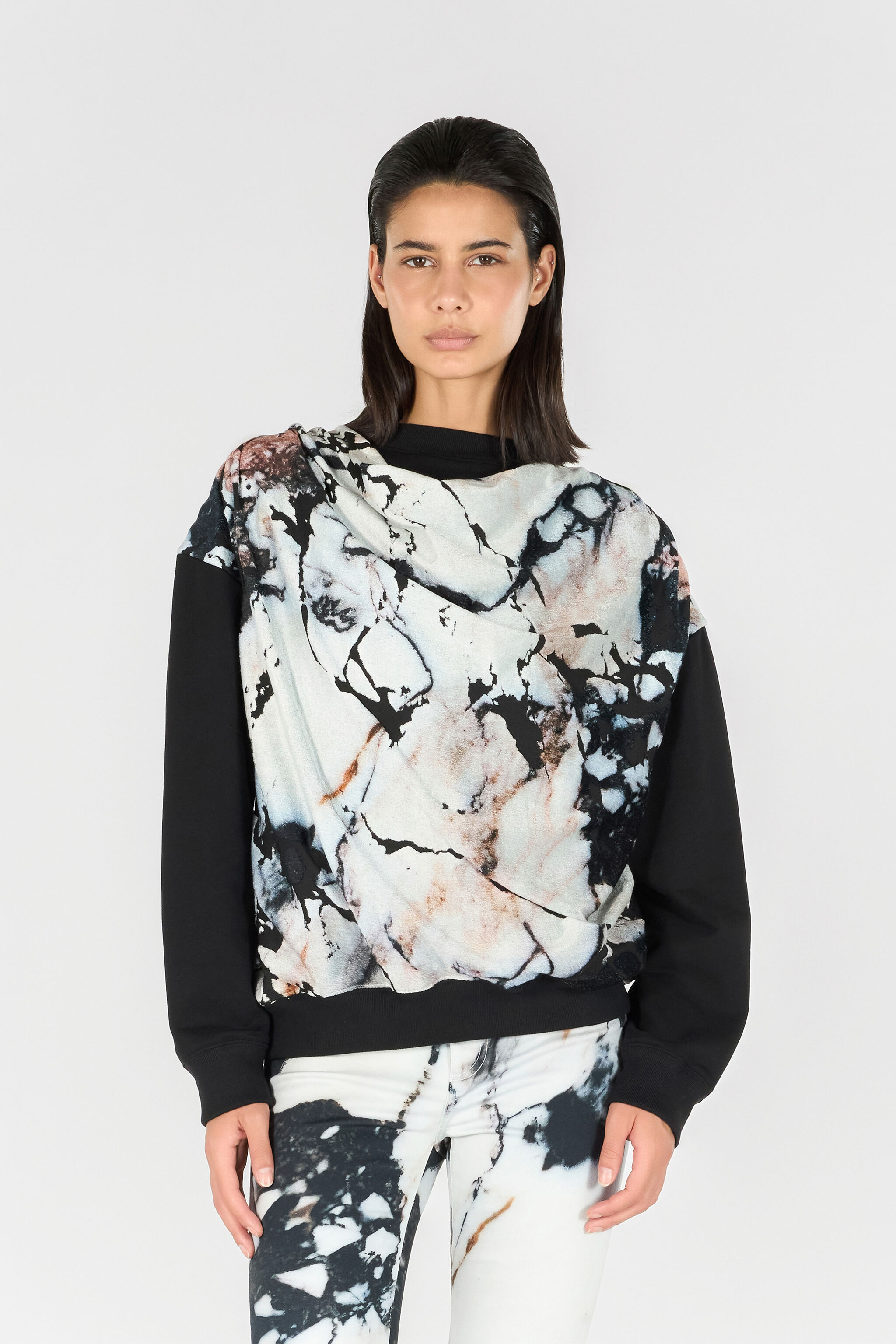 RC Marble print sweatshirt Black/White TWT680-CF020