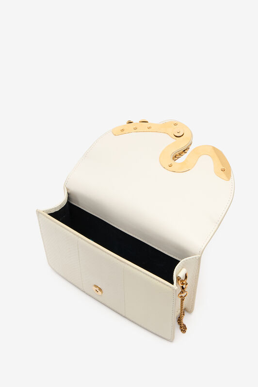 RC White Bag with Snake and Scale Motif WHITE WWB001-PA001