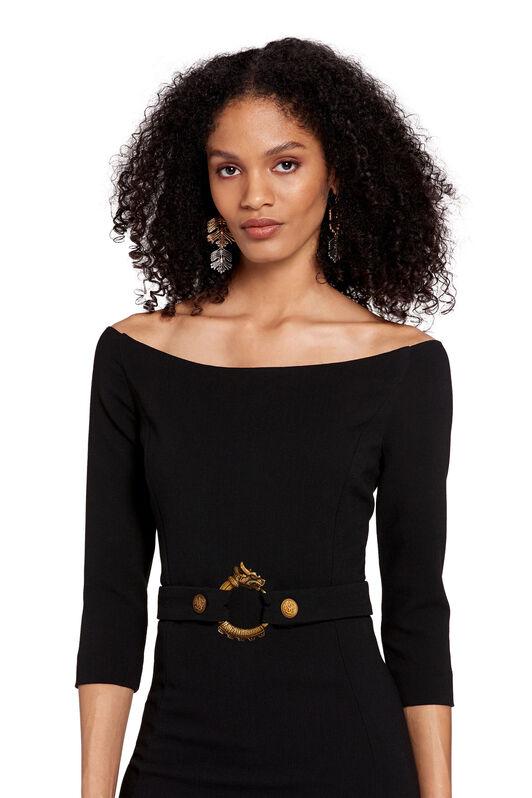 RC Robe épaules nues à ceinture dragon Noir LQT130-WB002