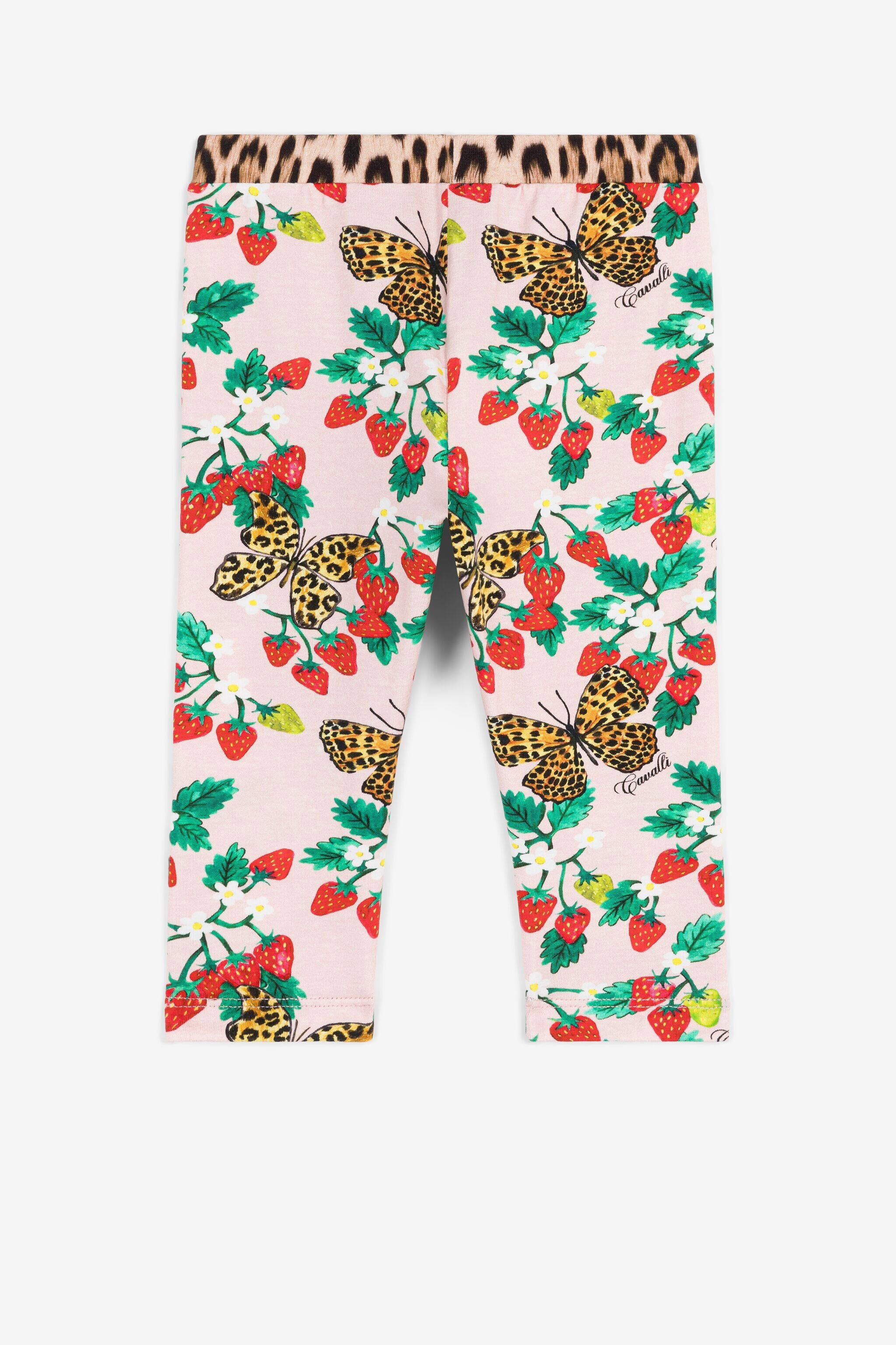 JU Leggings con stampe farfalla e fragole Rosa QJT215-JVF64