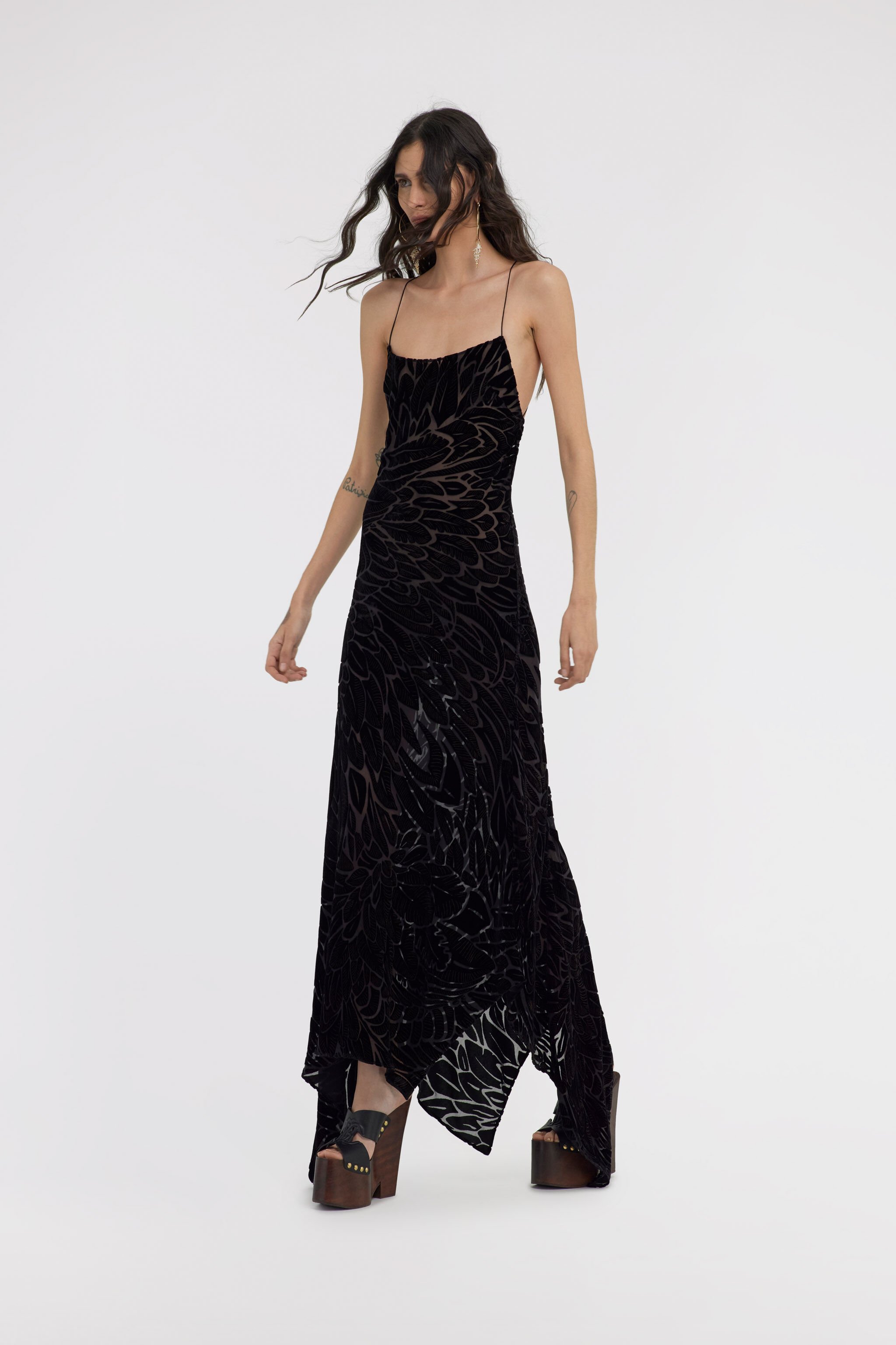 RC Plumage print devoré dress Black SWT160-4RL76