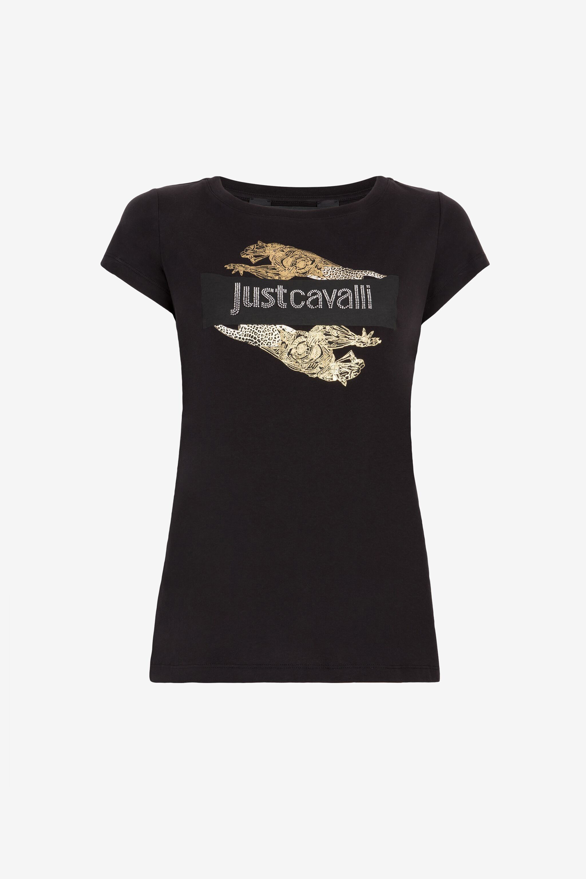 JC T-shirt à imprimé léopard et logo Just Cavalli NOIR Q61444-Q0347