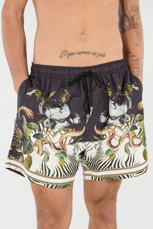 RC Badeshorts Mit Print Animalier Und Fang Schwarz/Weiß URH00S-5RN71