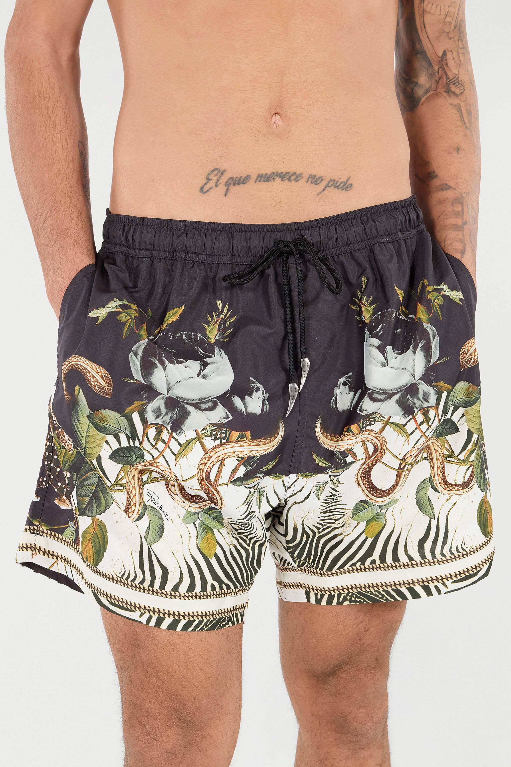 RC Badeshorts Mit Print Animalier Und Fang Schwarz/Weiß URH00S-5RN71