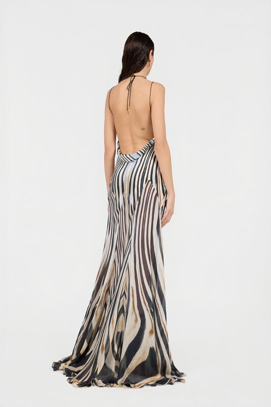 RC Zebra Print Silk Slip Dress NATURAL/BLACK XQT135-RYT26