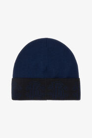 ${brand} Dunkelblau Wollmütze Beanie mit Logoband ${colorDescription} ${masterID}