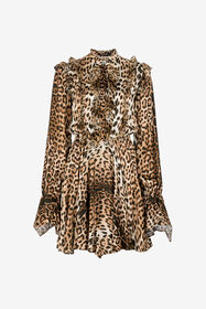 ${brand} Ruffled-detail leopard-print dress ${colorDescription} ${masterID}