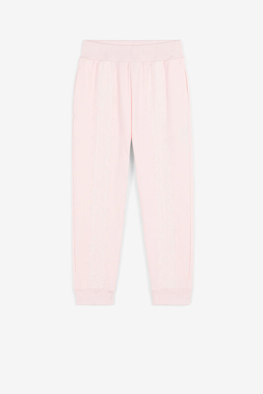 JU Pantalon de jogging à logo brodé Baby pink QJT261-CF050