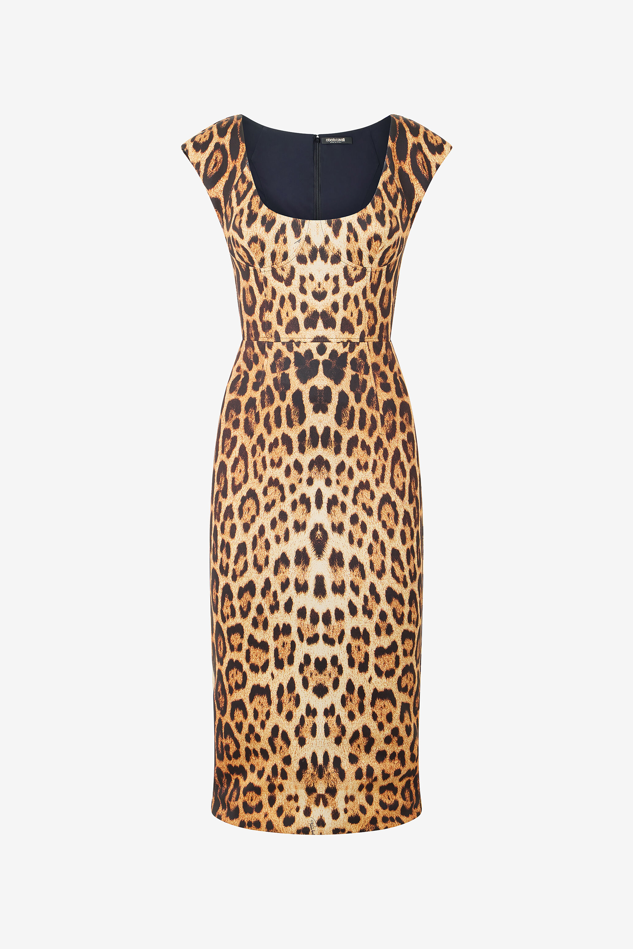 RC Midi Dress with Jaguar Skin Print Brown VKT112-JMP73