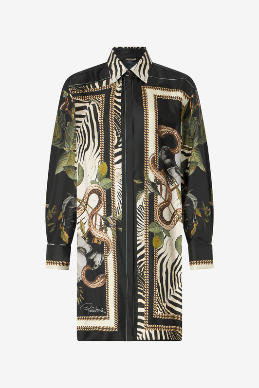RC Chemise Longue À Imprimé Zèbre Et Serpents Noir UKT160-4QN82