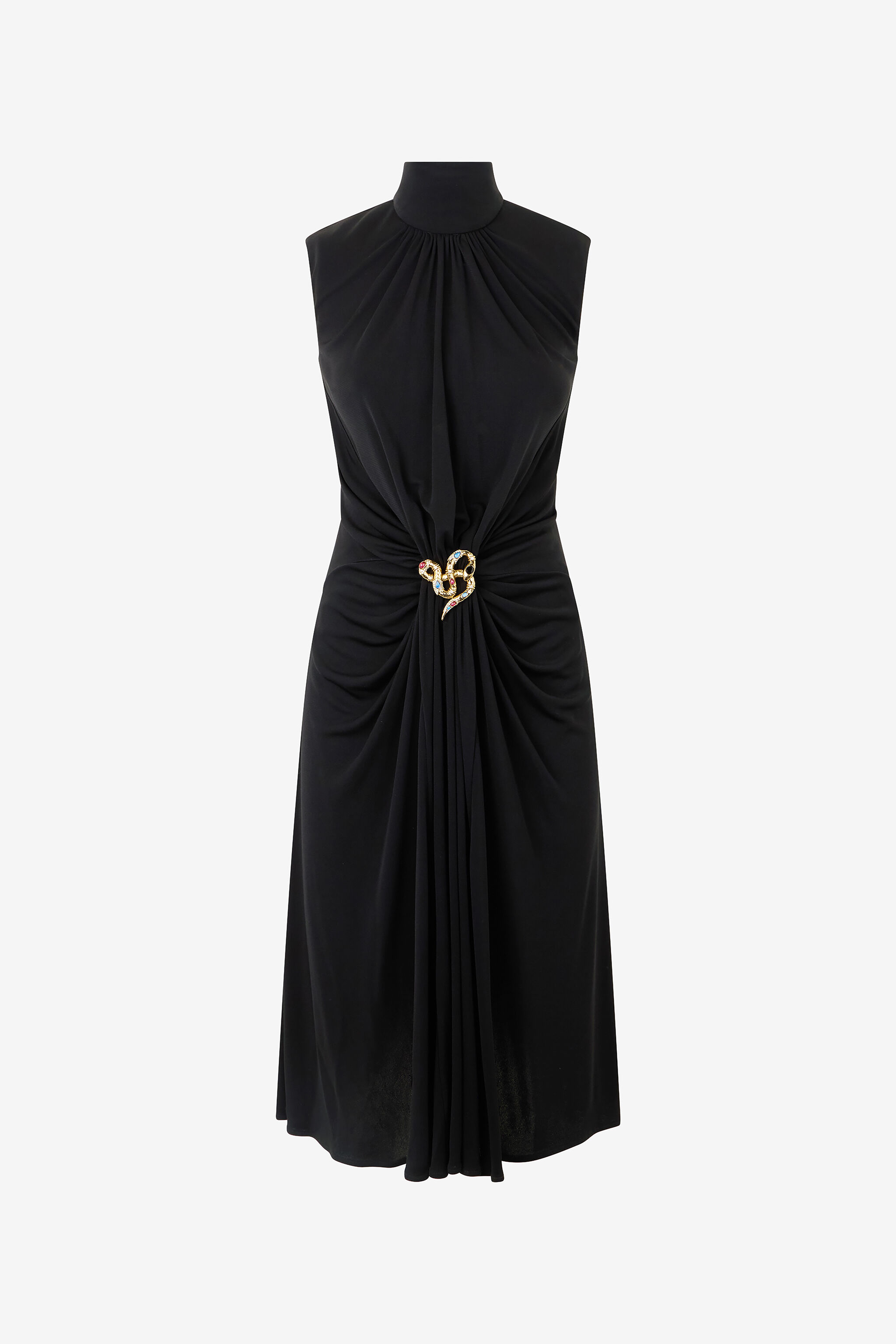 RC Midi Dress with Draping Negro VKT111-JE034