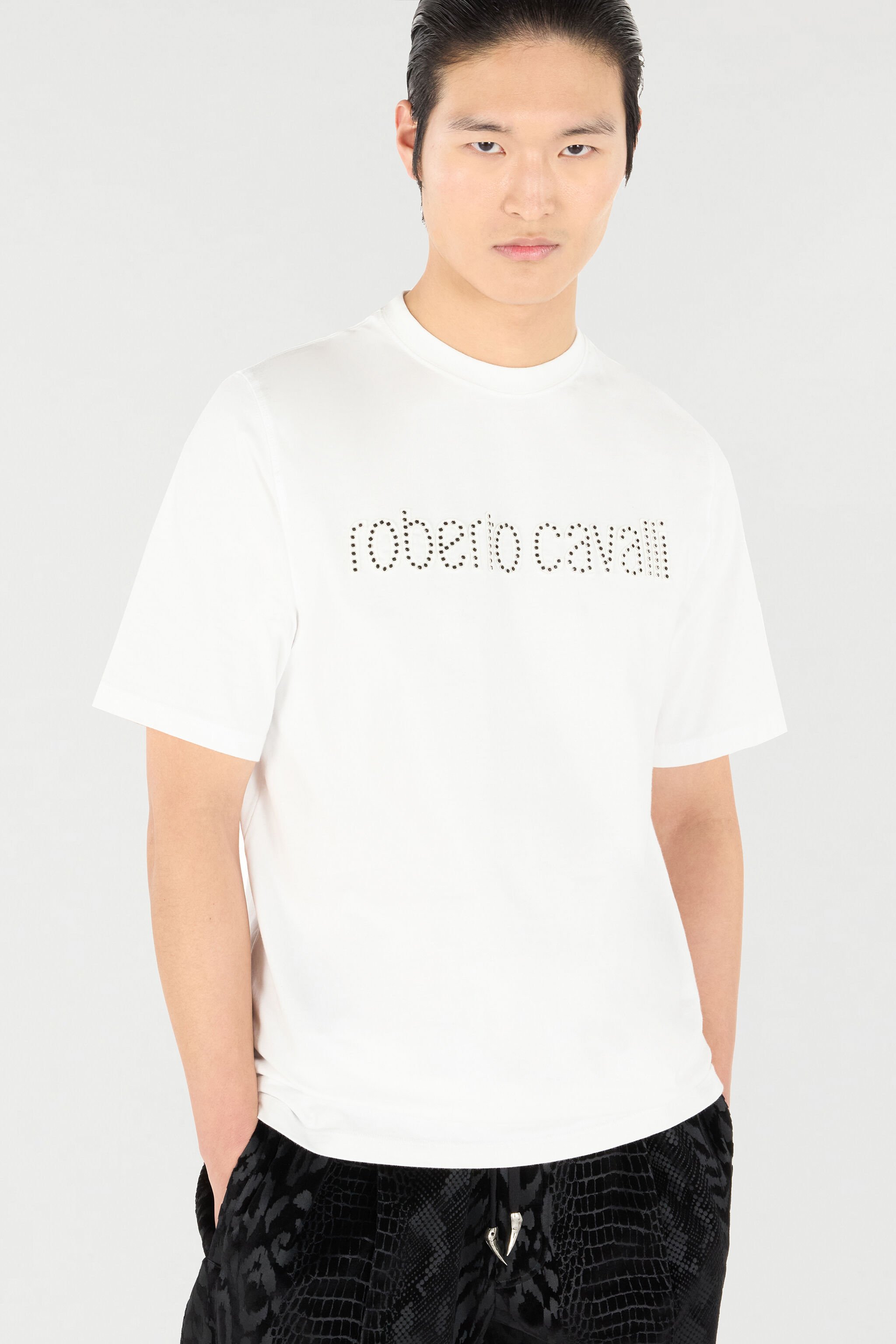 RC T-Shirt With Logo And Mini Studs White URT61I-JD060