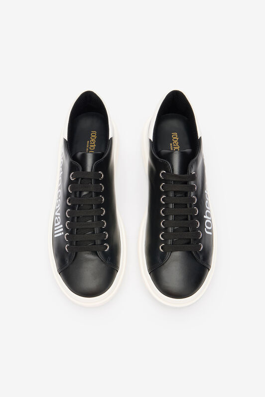 RC Black Leather Sneaker With Logo BLACK/WHITE QOS01I-PZO16