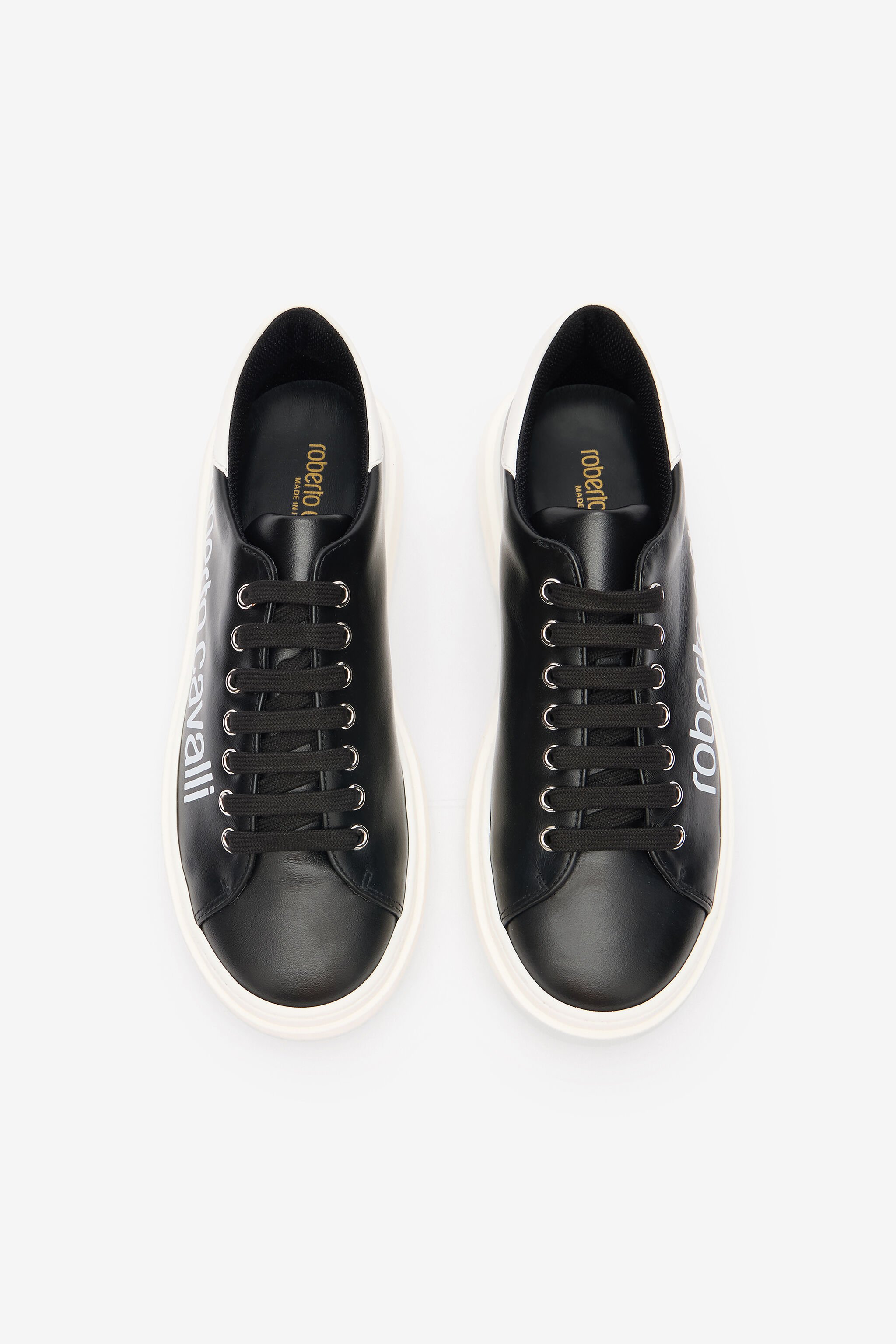 RC Black Leather Sneaker With Logo BLACK/WHITE QOS01I-PZO16