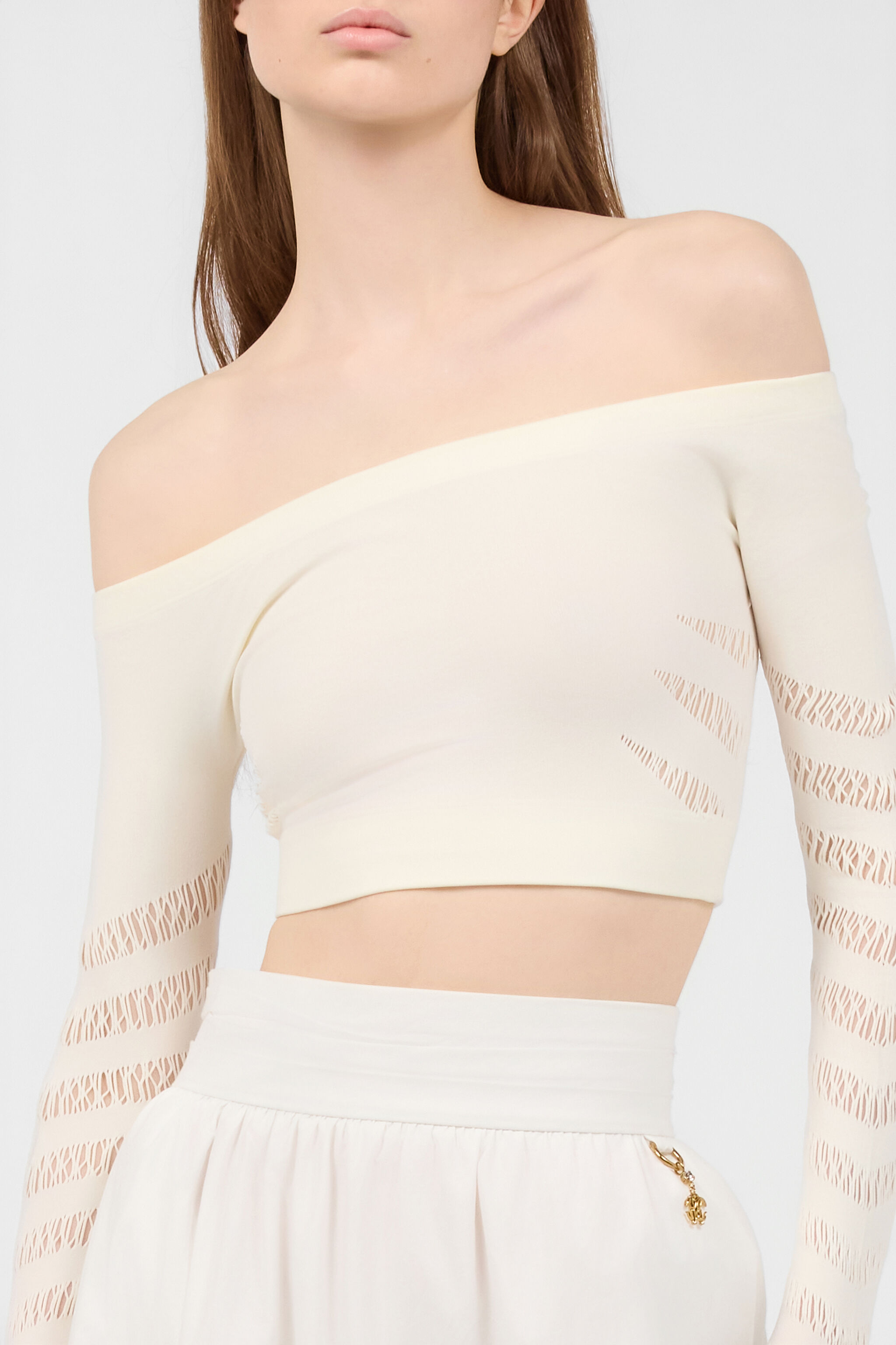RC Crop Top Spalle Scoperte Avorio UKT631-MA001