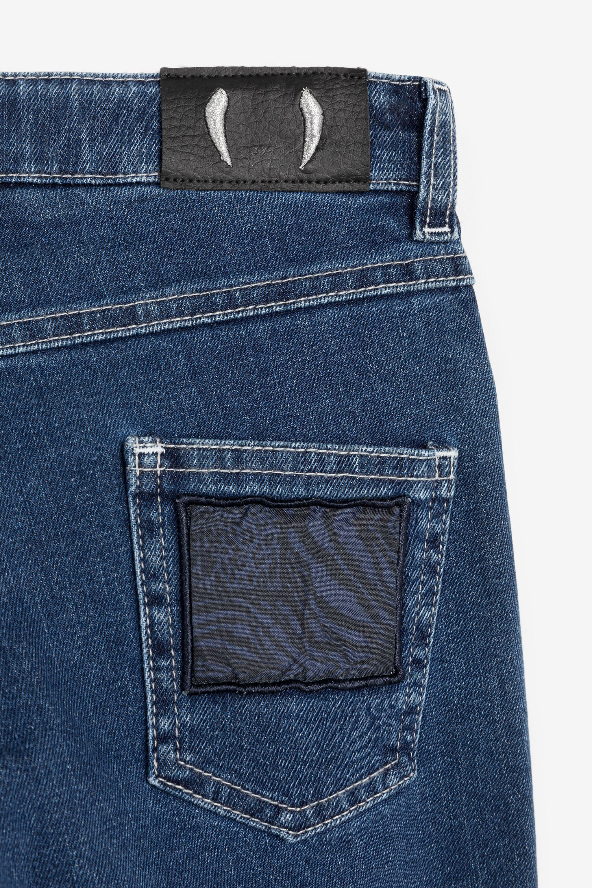JU Animalier Patchwork-Print Appliqué Jeans Dark blue OJJ208-DS000