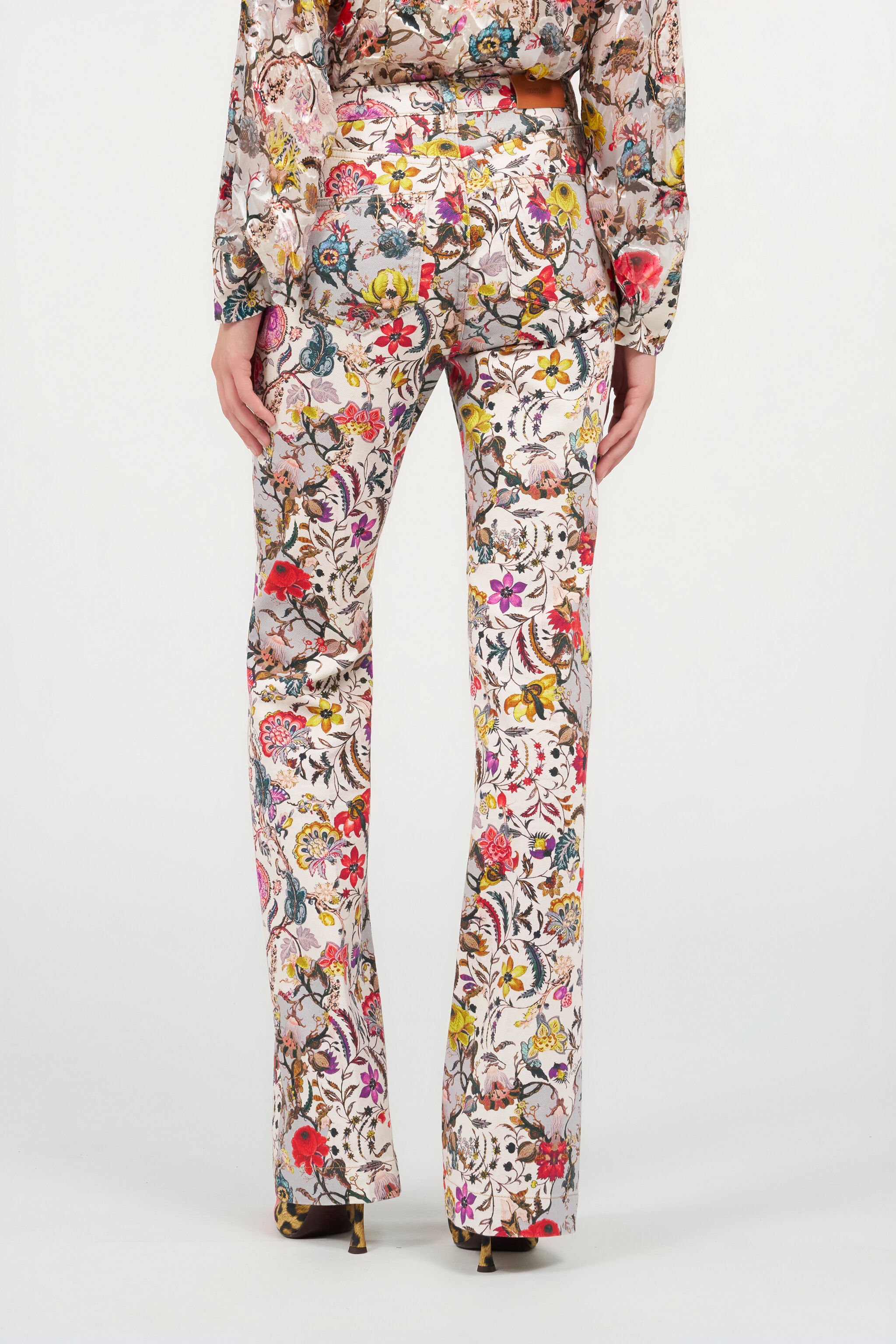 RC Pantaloni Flare con Stampa Florentine Flowers BEIGE WQJ221-DAR29