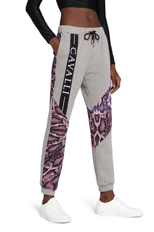 RC Python-Print Panelled Sweatpants Gris/Violet IST25F-5OE09