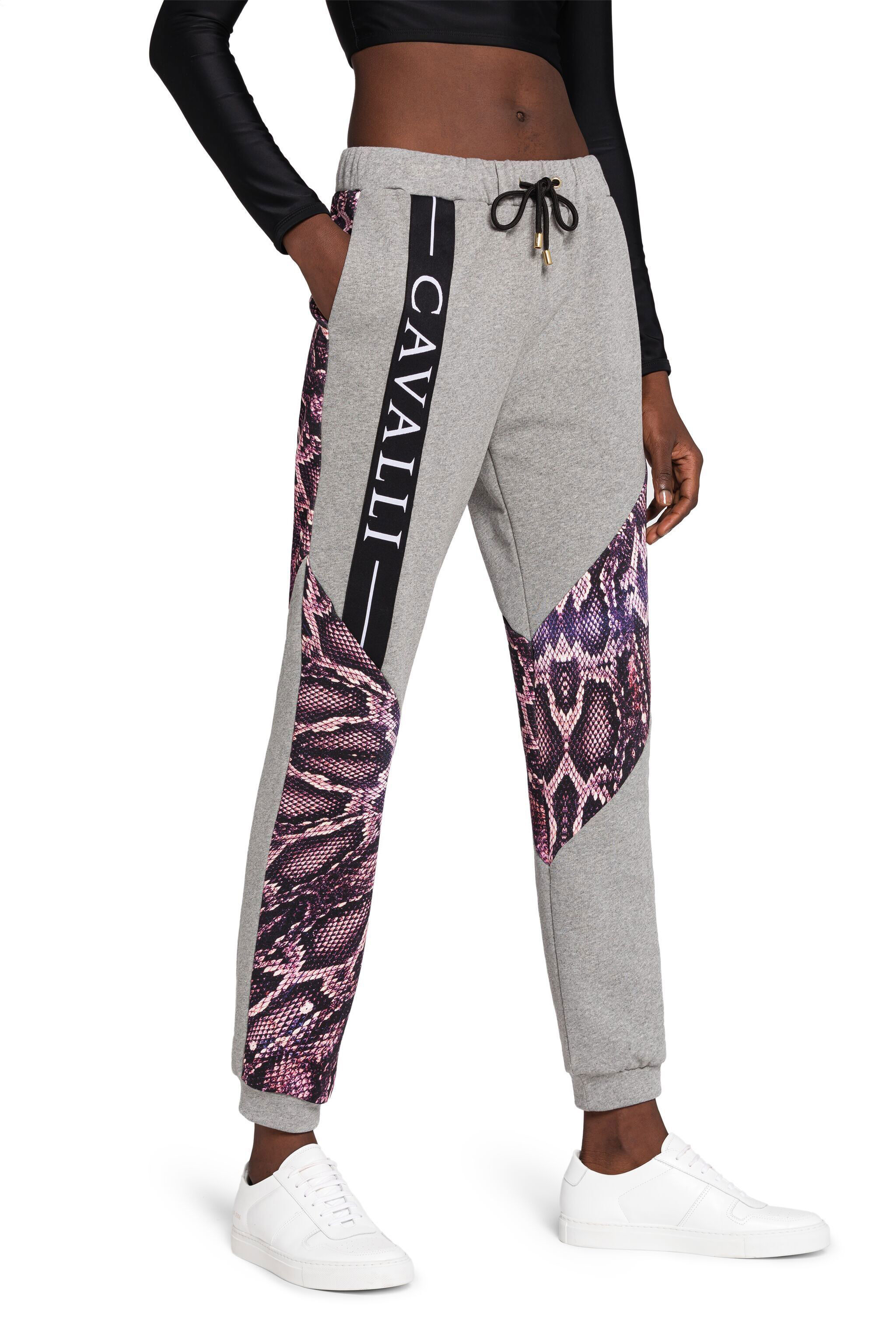 RC Python-Print Panelled Sweatpants Gris/Violet IST25F-5OE09