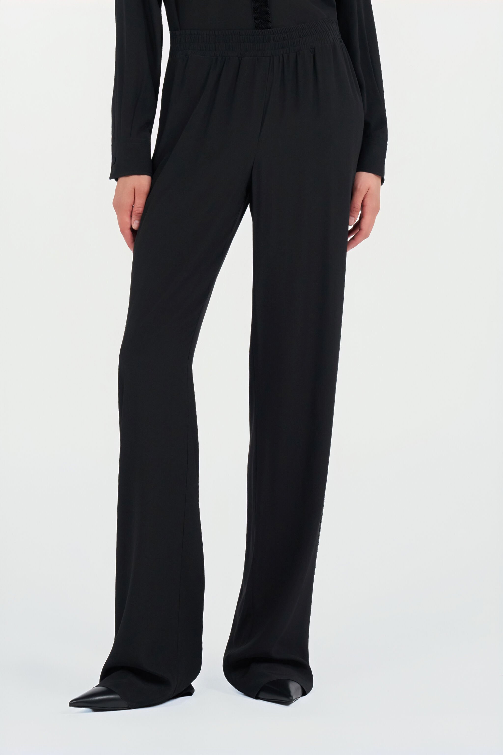 RC Silk palazzo trousers BLACK WKR211-SY001