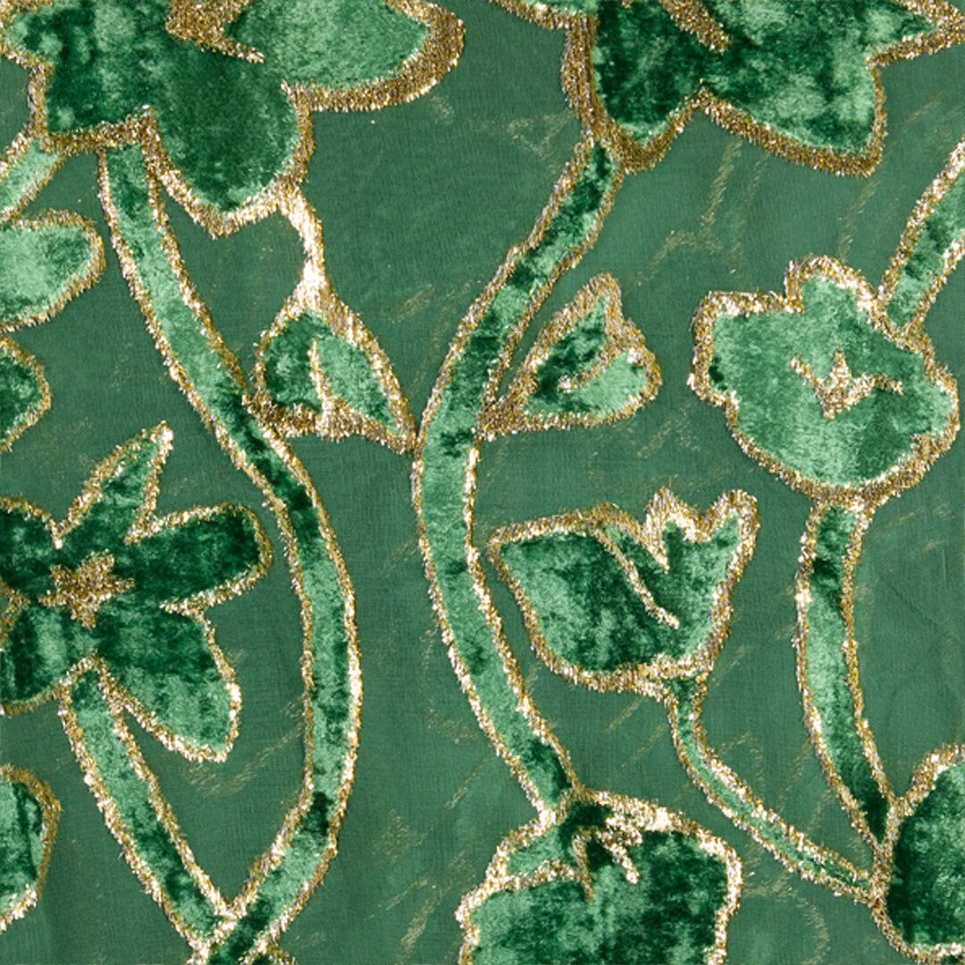 RC See-Through Robe with Floral Motif VERDE/ORO VKT502-FC007