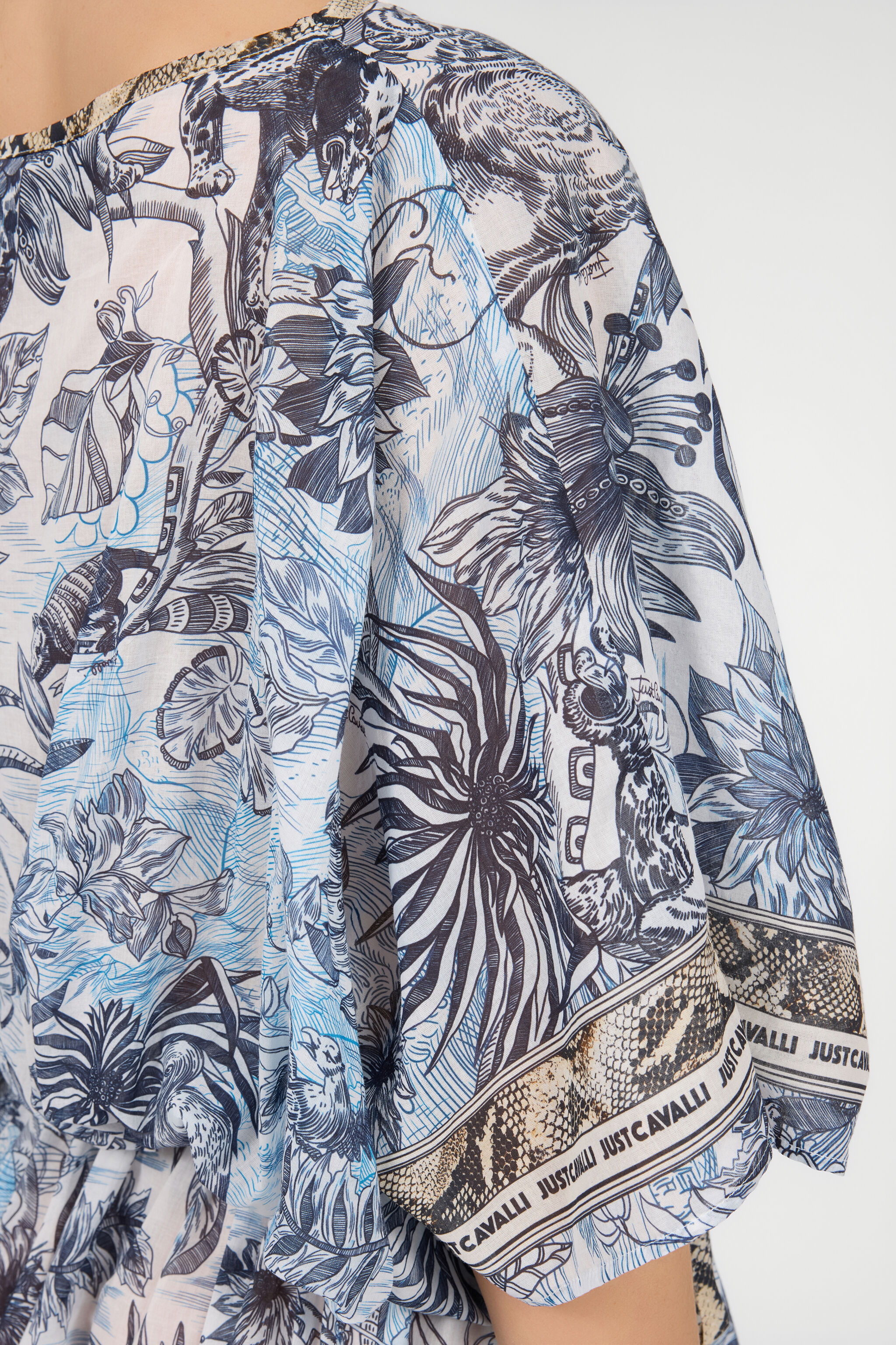 JC Vestido Mini en Algodón con Estampado Streange Jungle JC Vestido Mini en Algodón con Estampado Streange Jungle NAVY UFT141-UF207