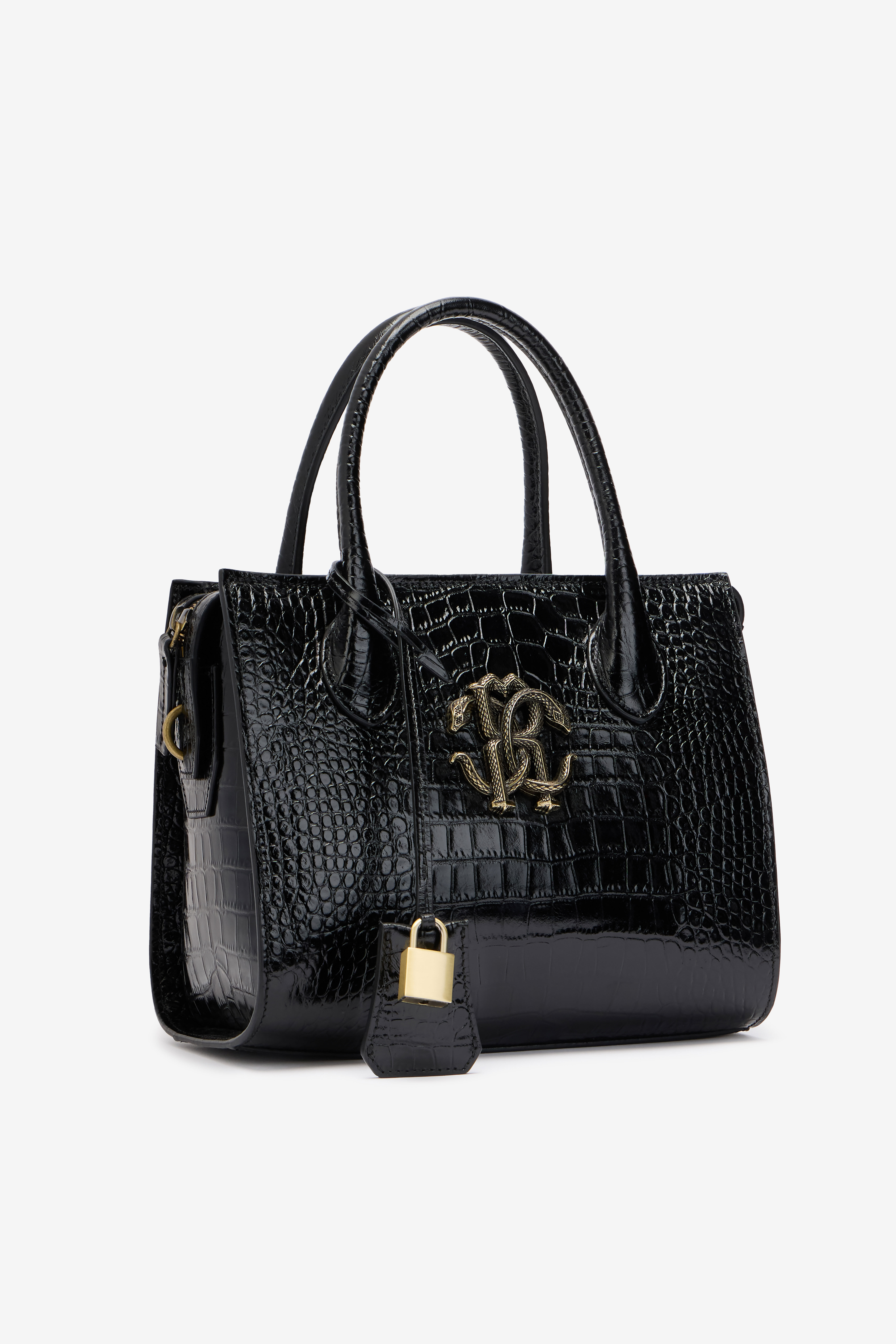 RC Black Top Handle Bag with Monogram RC BLACK QOB00D-PZO32