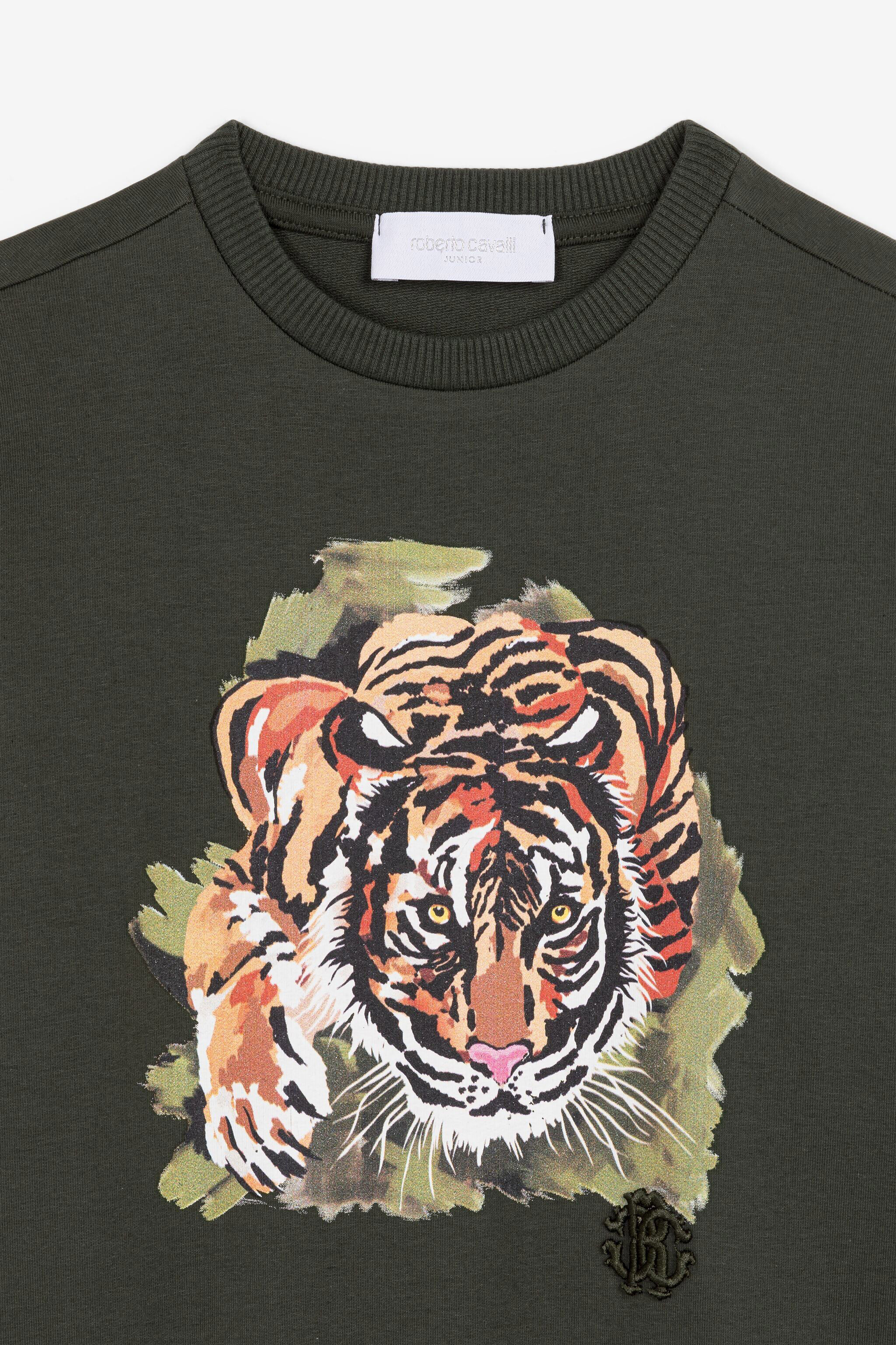 JU Tiger-Print Sweatshirt Dark green PJT975-CF050