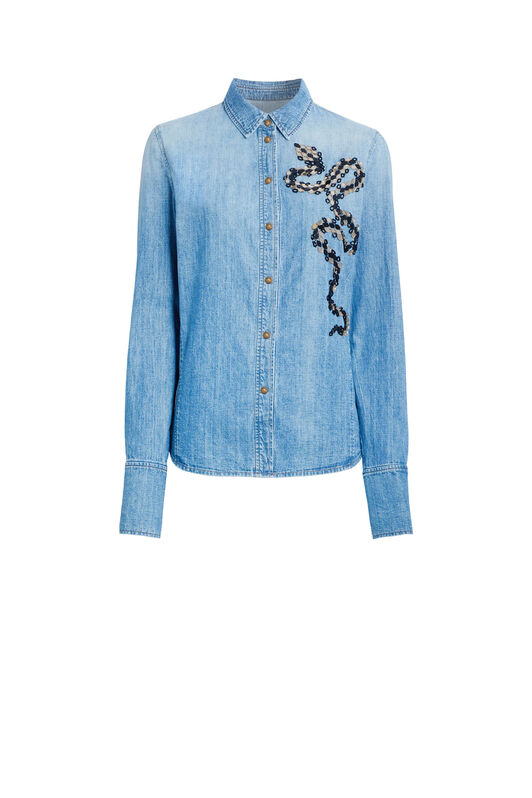 RC Blue Embellished Denim Shirt RC Blue Embellished Denim Shirt BLUE IQJ714-VT006