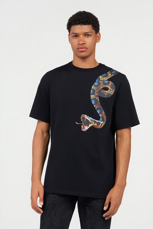 RC Cotton T-shirt with Snake Print BLACK WRT61G-JD060