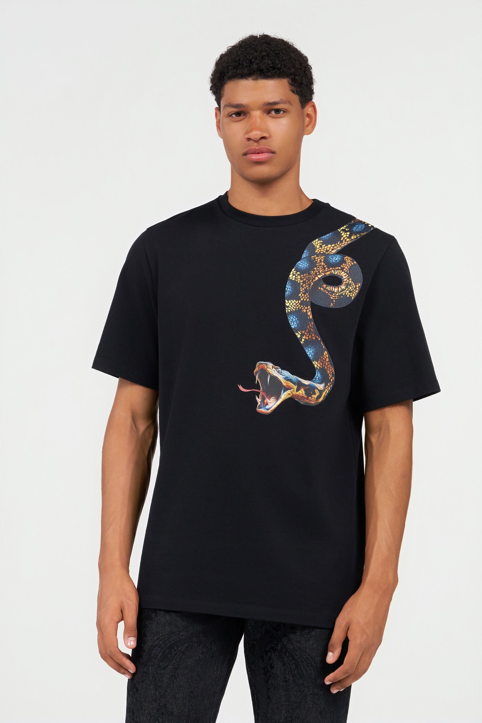 RC Cotton T-shirt with Snake Print BLACK WRT61G-JD060