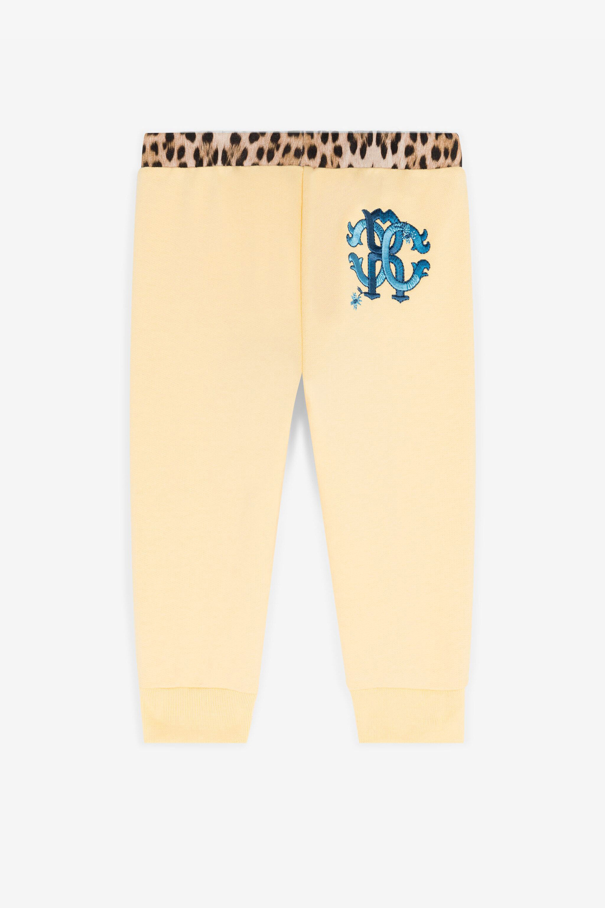 JU RC Monogram-Embroidered Cotton Track Pants Yellow RJT203-CF050
