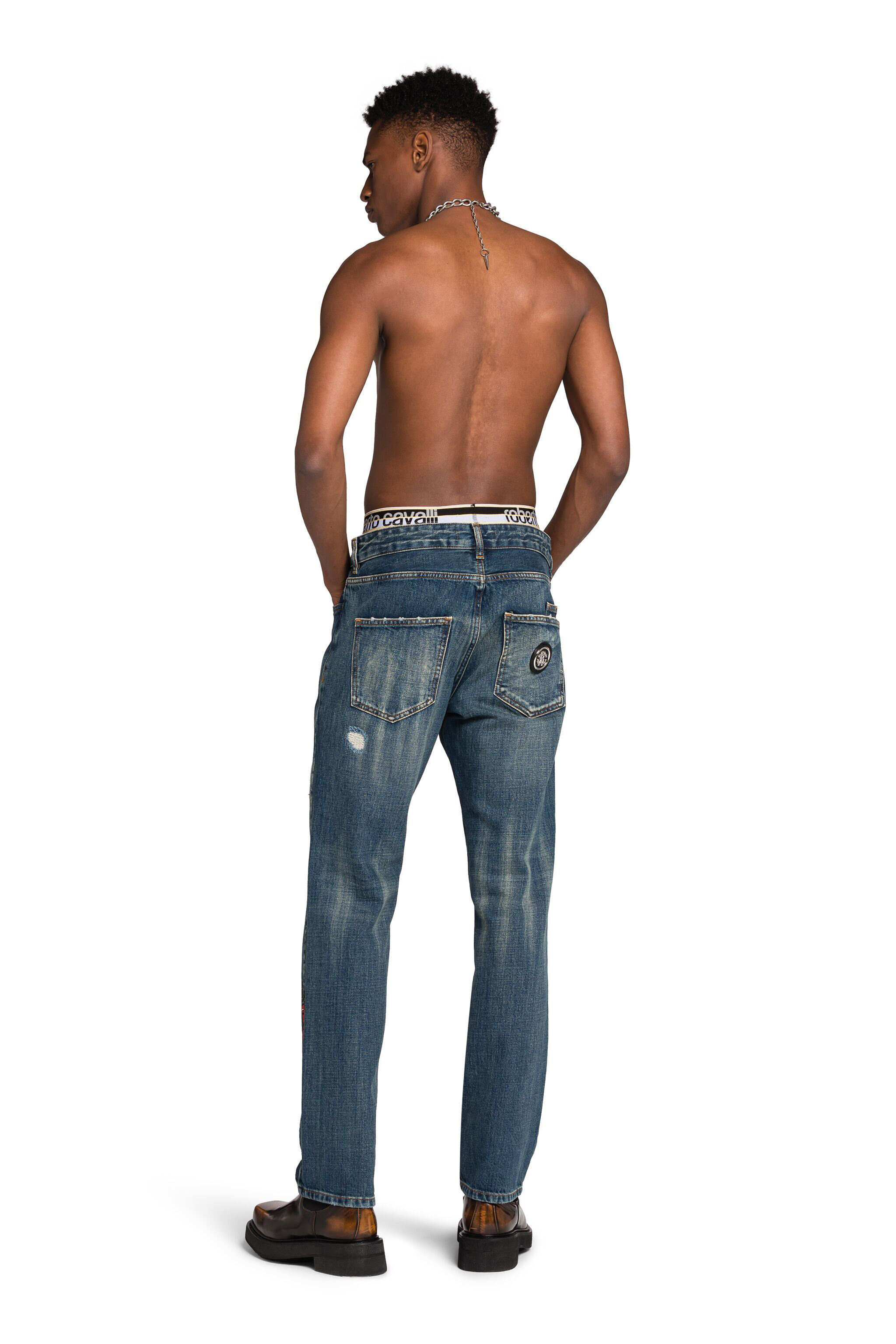 RC Snake-Print Slim-Fit Jeans Dark blue JSJ20K-DS015