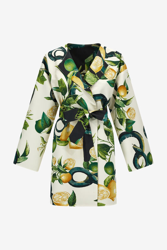 RC Lemon print belted coat Ivory SKT502-SWI89