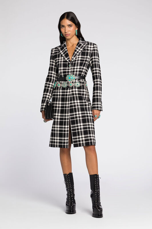 RC Plaid Single-Breasted Coat Black/White RKT504-FY076