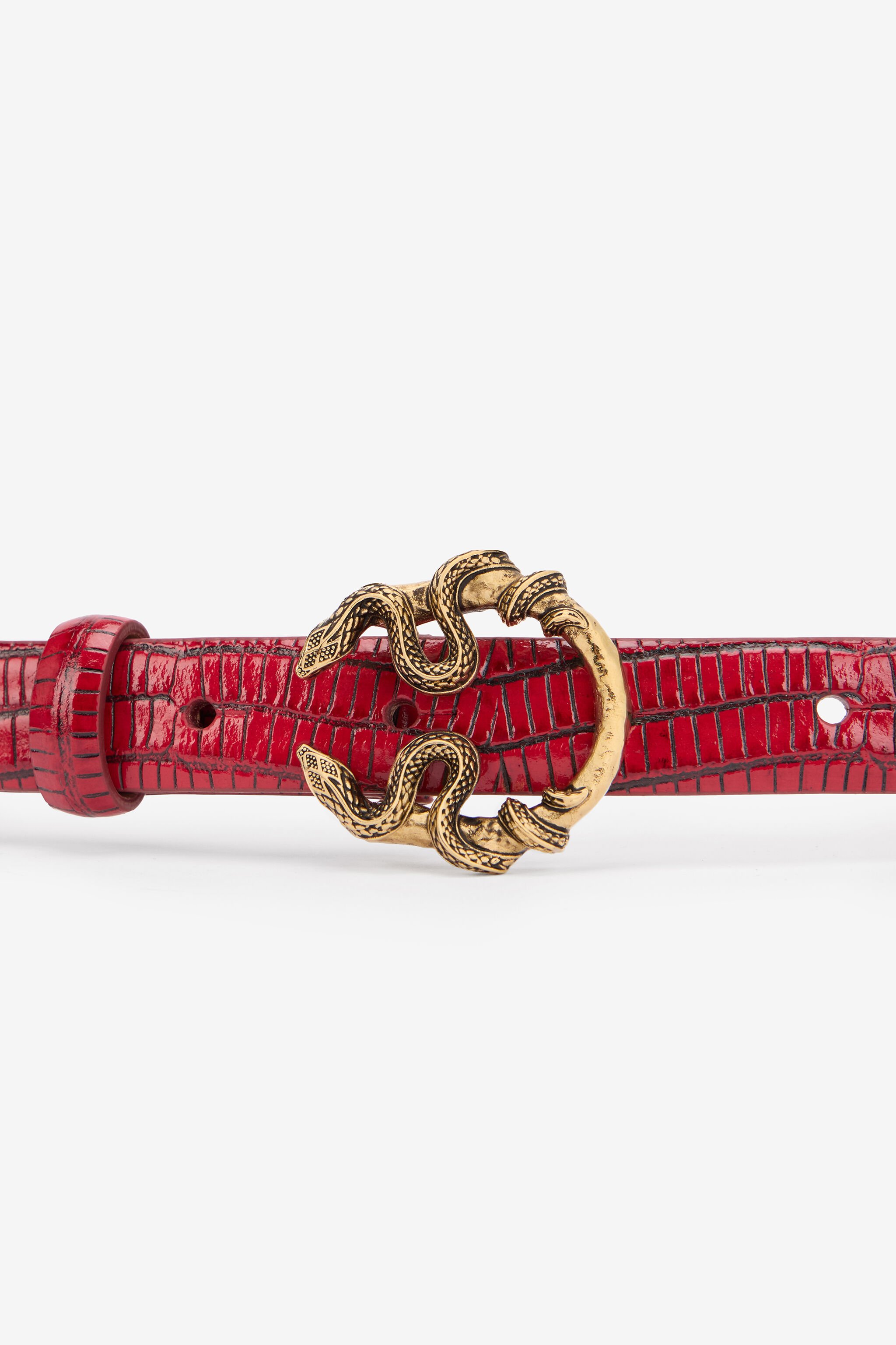 RC Red Leather Belt With Snake Buckle RC Red Leather Belt With Snake Buckle RED WKC002-PA001