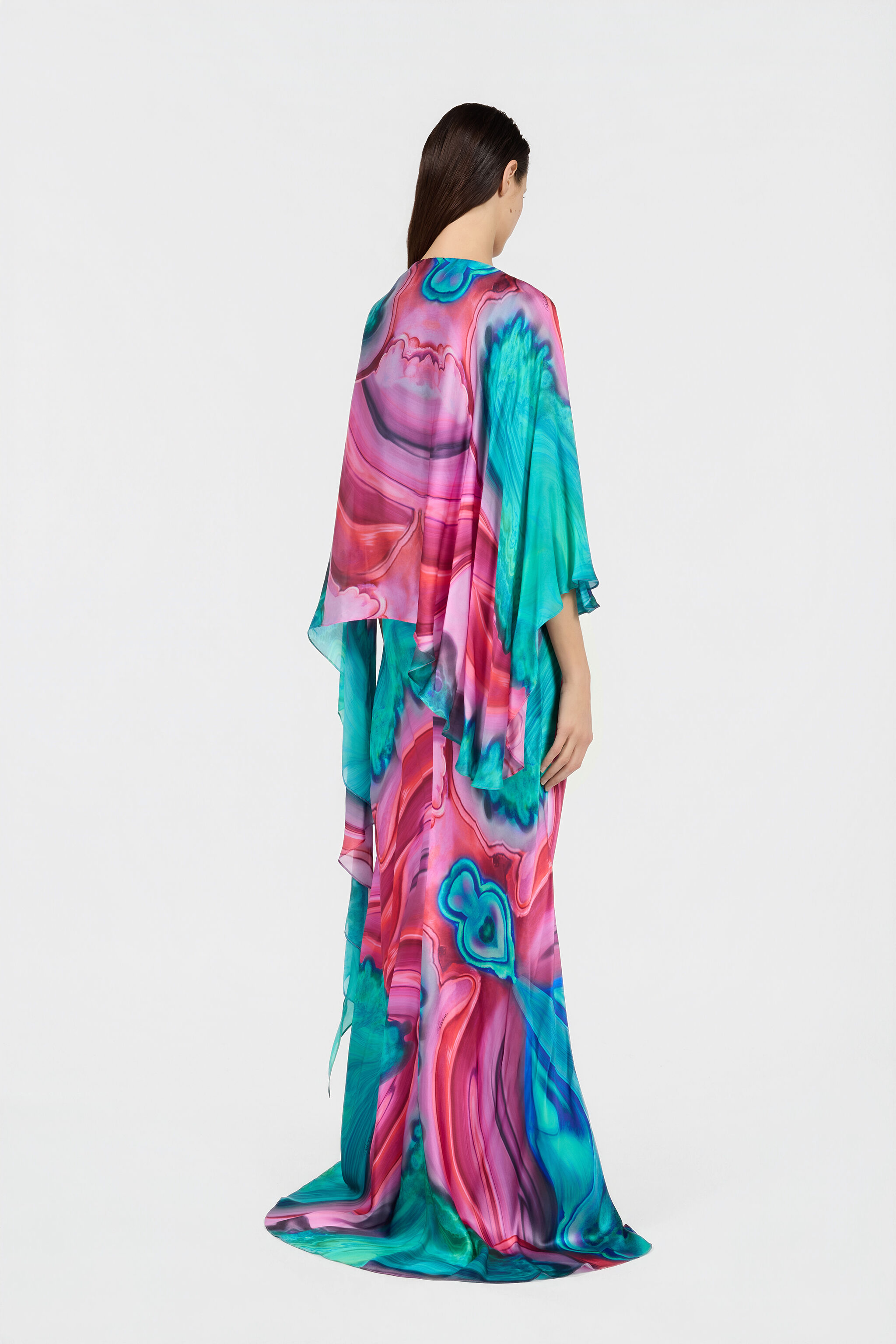 RC Maxikleid aus Seide mit Agata-Print RC Maxikleid aus Seide mit Agata-Print VERDE/ROSA VWT199-TYR79