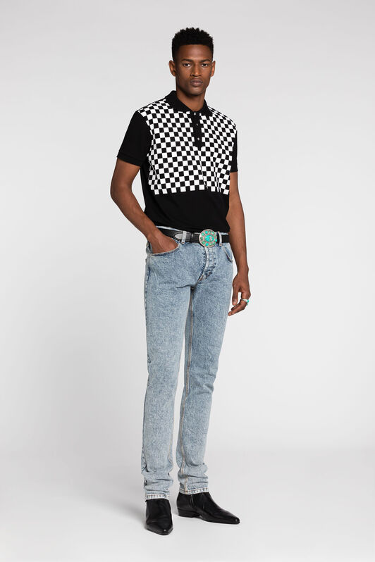 RC Checked Cotton Polo Shirt Black/White RRT64D-KB002