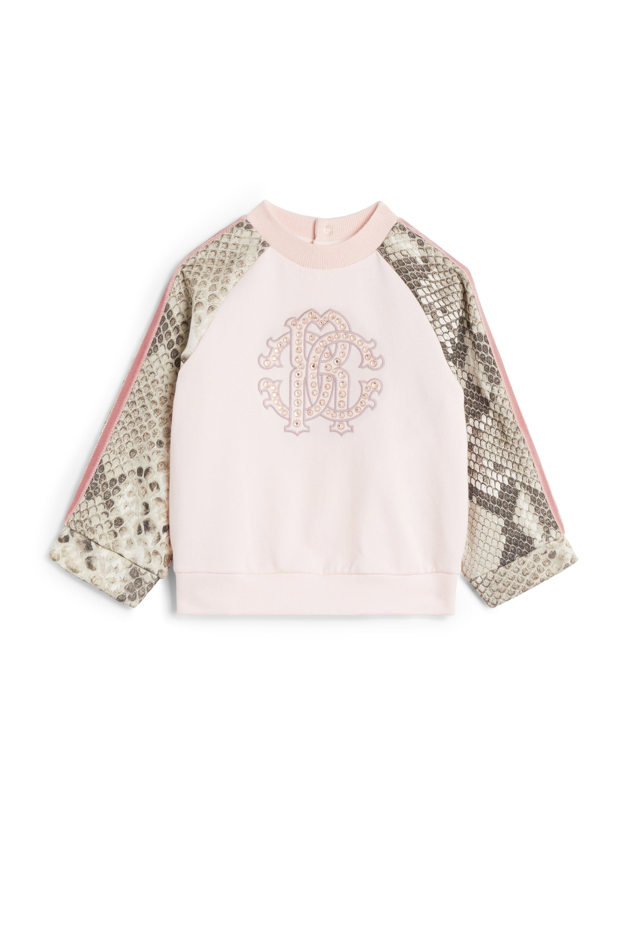 JU Rhinestone logo sweatshirt BABY PINK JJT925-CF027