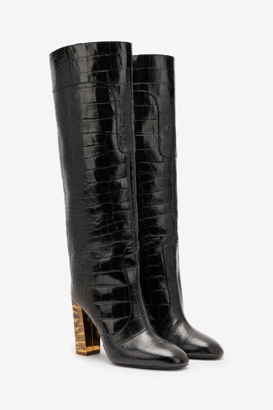 RC Embossed Crocodile Boots RC Embossed Crocodile Boots Negro VKS013-PZ579