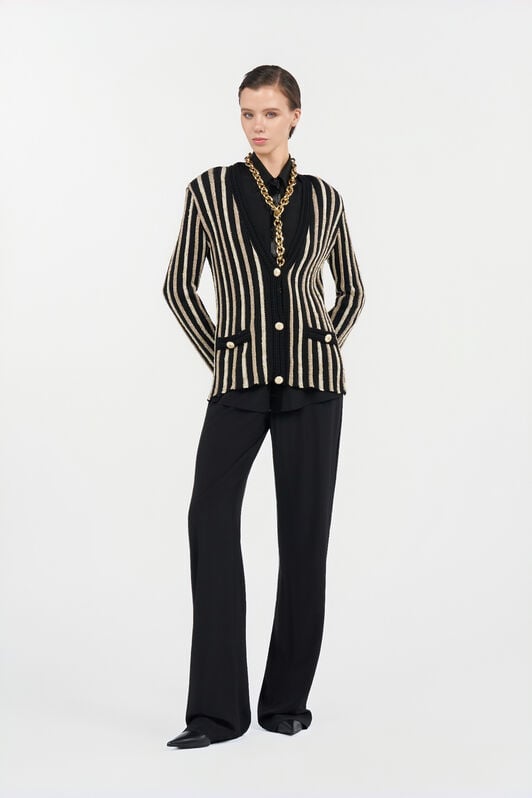 RC Silk palazzo trousers BLACK WKR211-SY001