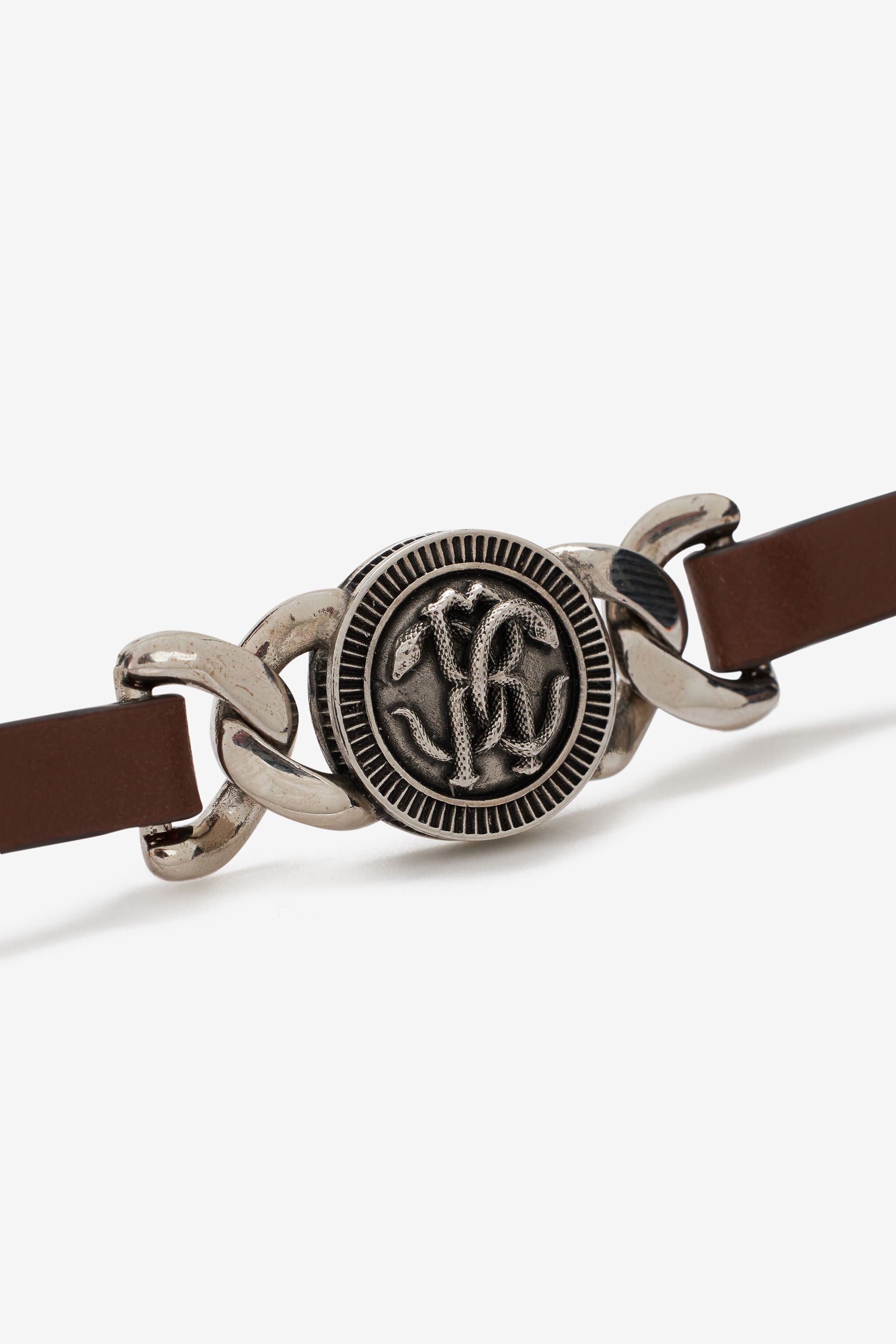 RC Pulsera De Piel Con Monograma Mirror Snake Marrón TRG009-AM007