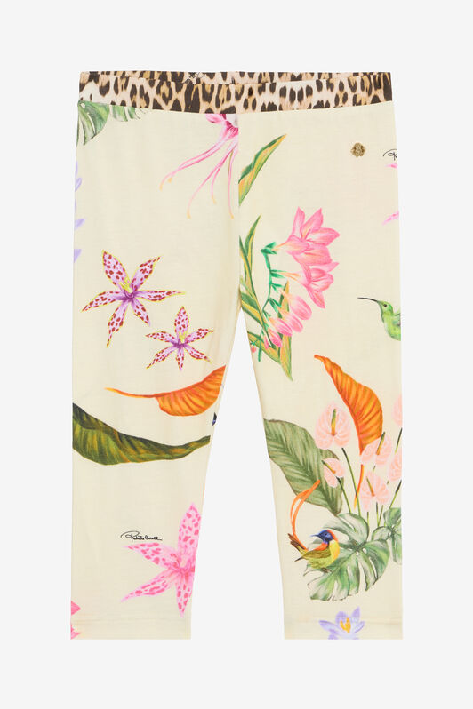 JU Yellow Leggings with Tropical and Jaguar Skin Print YELLOW VJT203-JFP32