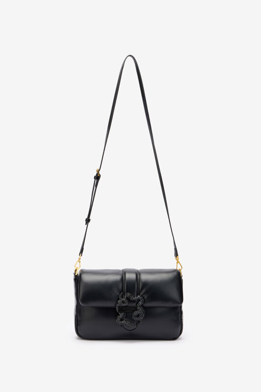 JC Rectangular Bag With Mirror Snake BLACK UFB051-UF420