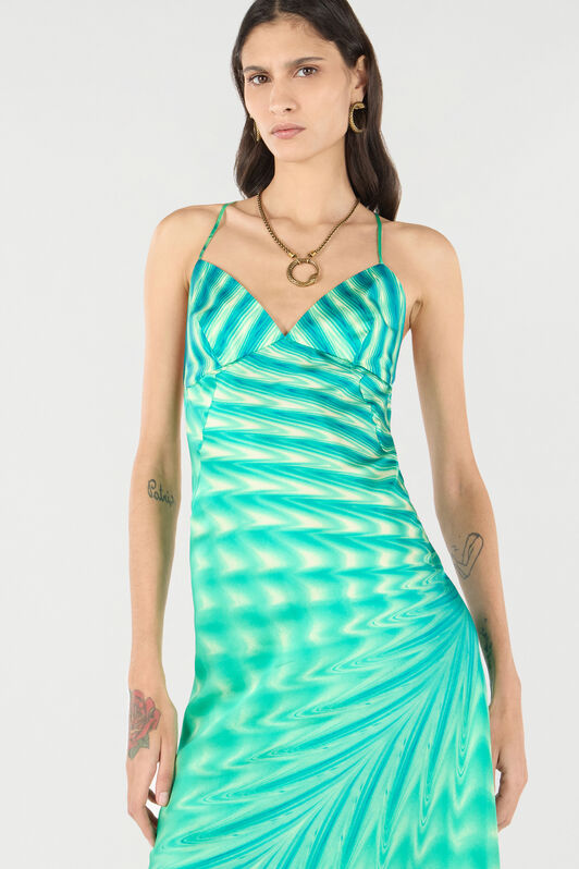 RC Asymmetrisches Kleid mit Print Allover Hellgrün UKT114-RYN47