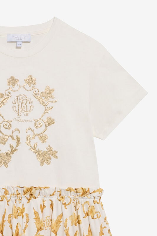 RC Kleid mit Gold Arabesque-Print WHITE/GOLD TJT10L-JFN37